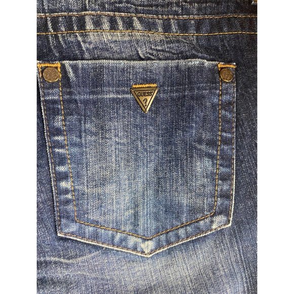 Guess Jeans Women's Button-Fly Tomboy Short Size 31 100% Cotton Dark Wash - Picture 6 of 9